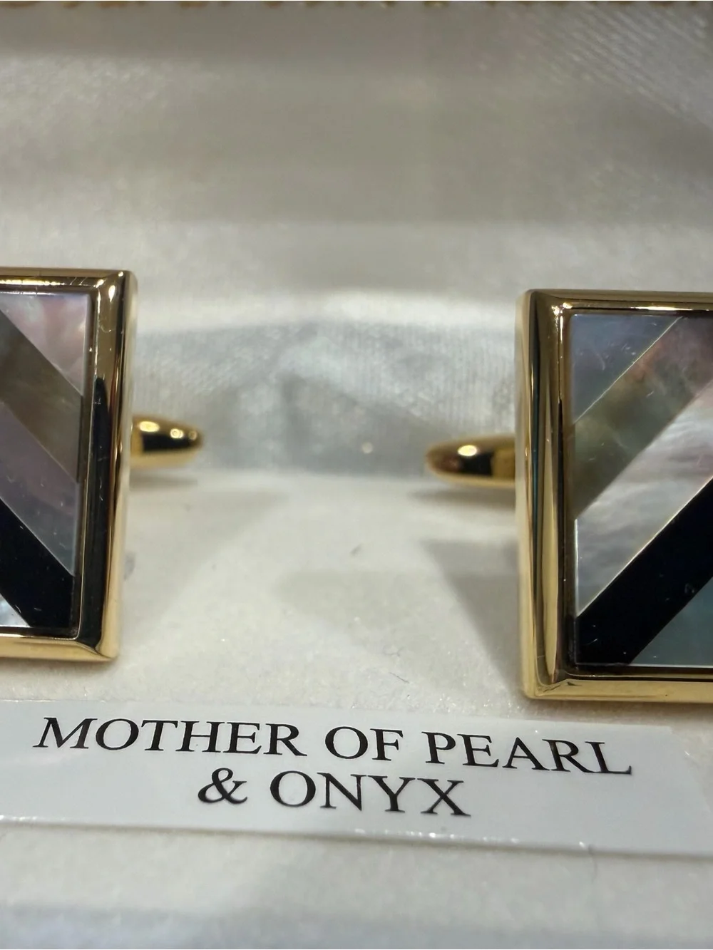 Boardroom Ties Mother of Pearl & Onyx Square Cufflinks - Black and Iridescent